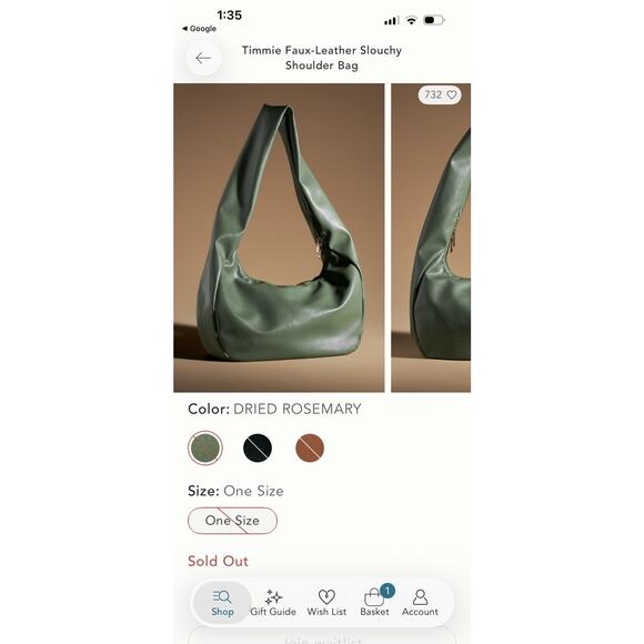 Anthropologie Handbags - Anthropologie Timmie Slouchy Shoulder Bag - green (dried rosemary)